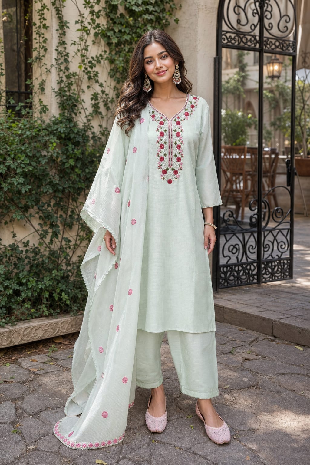 Kota Doria With Cotton Lining Set