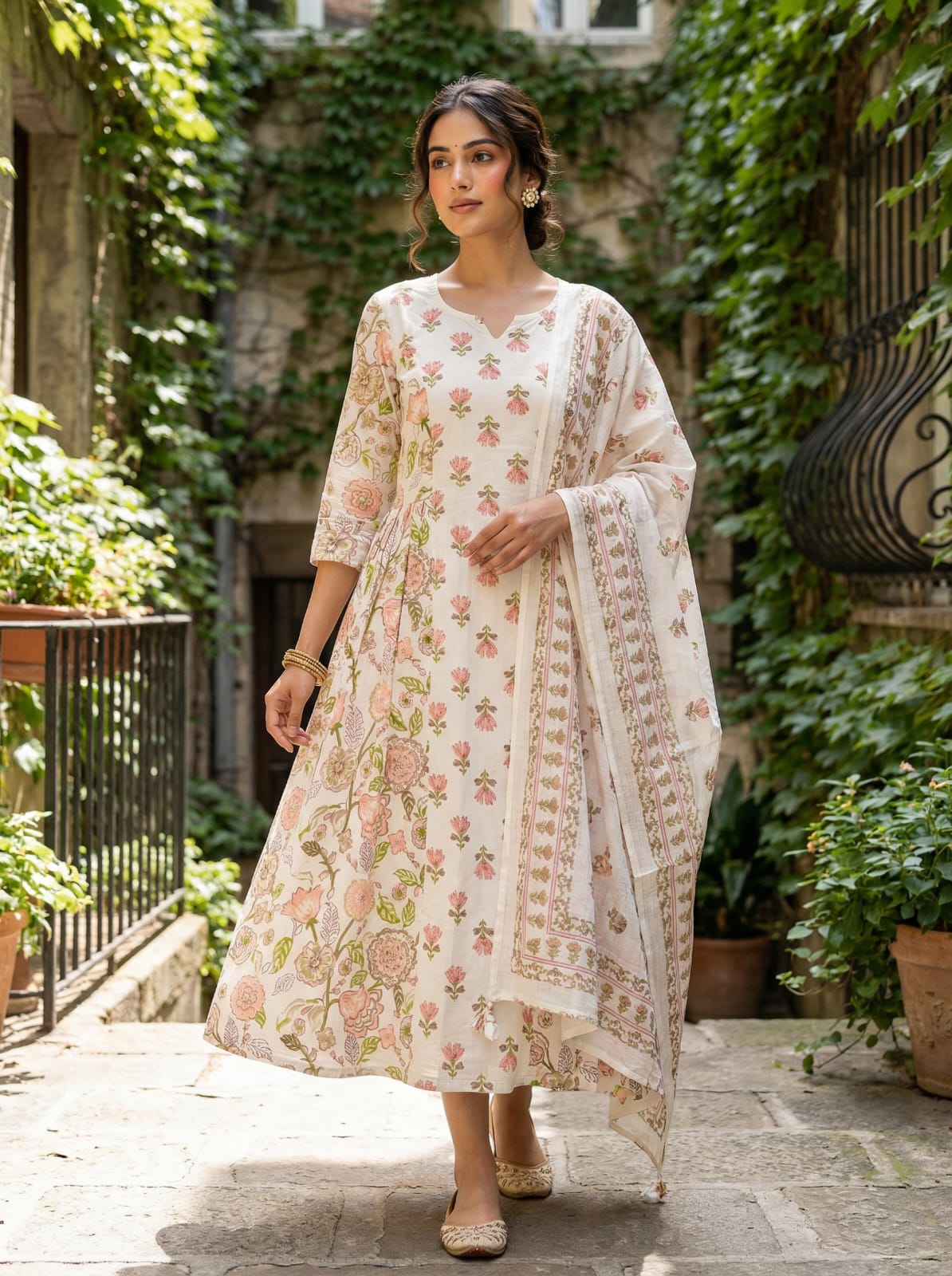 Bloom Garden Cotton Kurta Lining Set