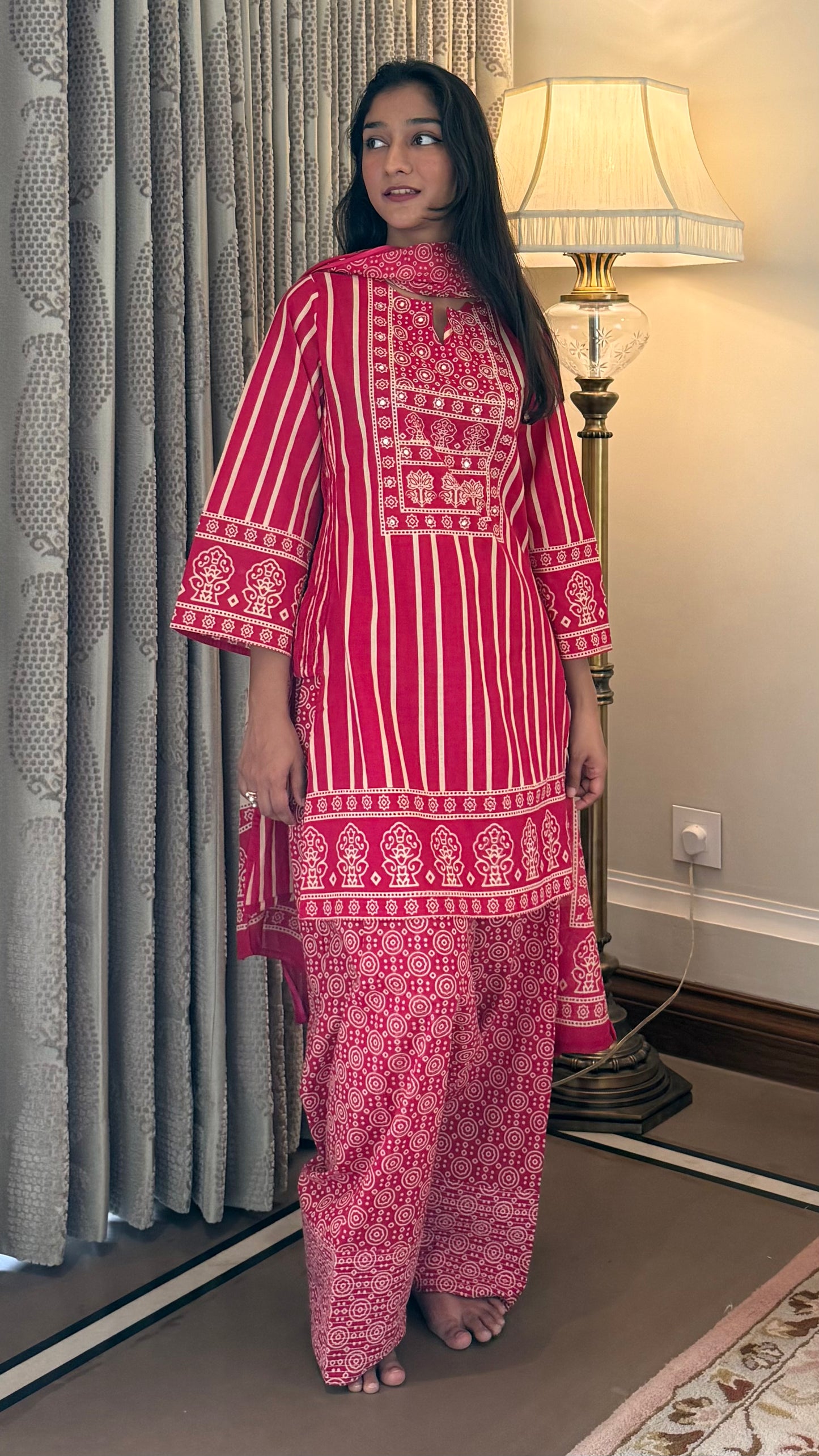 Red Stripes Farshi Suit