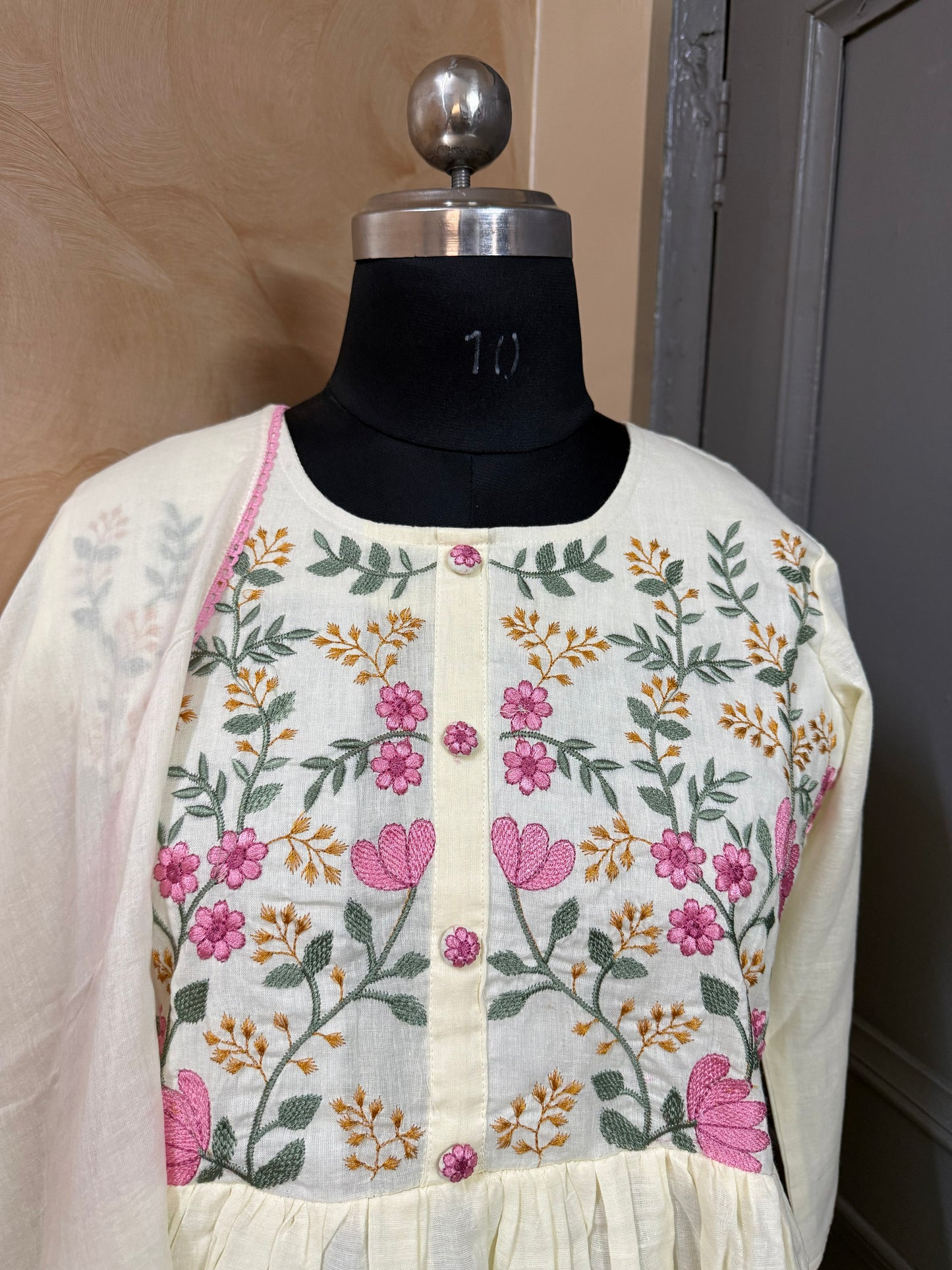 Gulzar Off-white Anarkali with Dense Floral Embroidery and dupatta