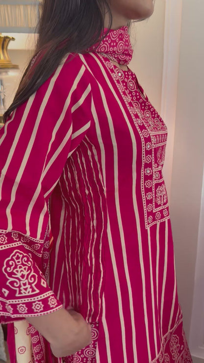 Red Stripes Farshi Suit